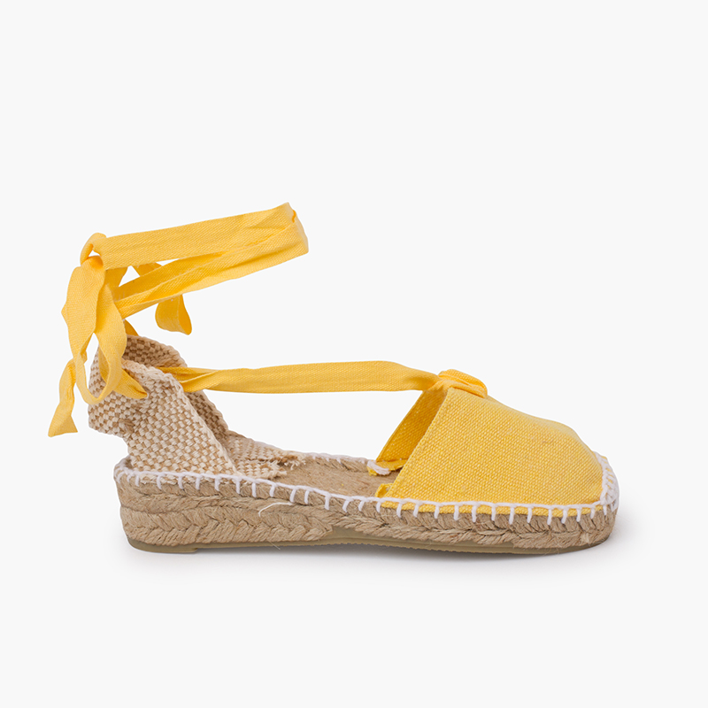 Espadrilles pour femme et enfant en couleur unie Jaune
