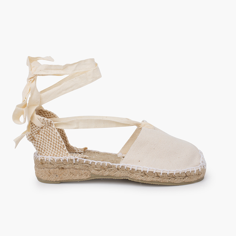 Espadrilles pour femme et enfant en couleur unie Écru