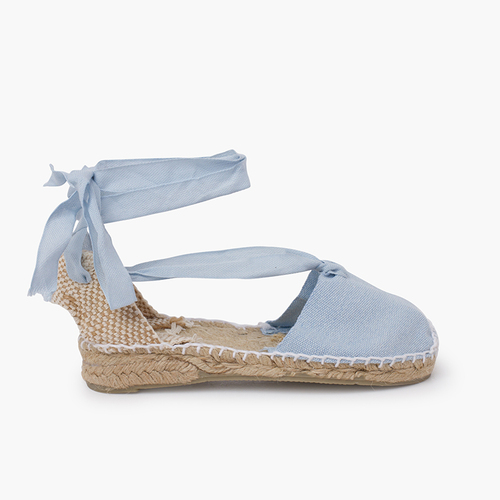 Espadrilles pour femme et enfant en couleur unie Bleu Ciel