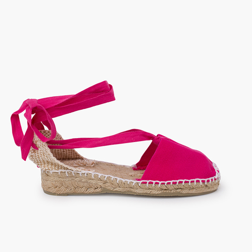 Espadrilles pour femme et enfant en couleur unie Fucsia