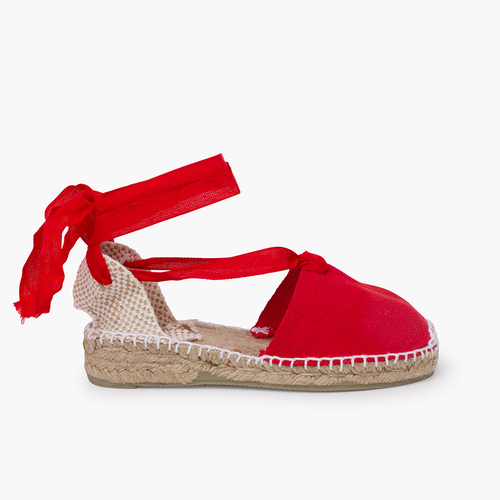 Espadrilles pour femme et enfant en couleur unie Rouge
