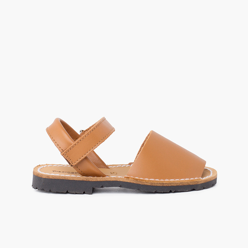 Sandales Avarcas cuir nappa et à scratch pour Enfant  Couleur Cuir