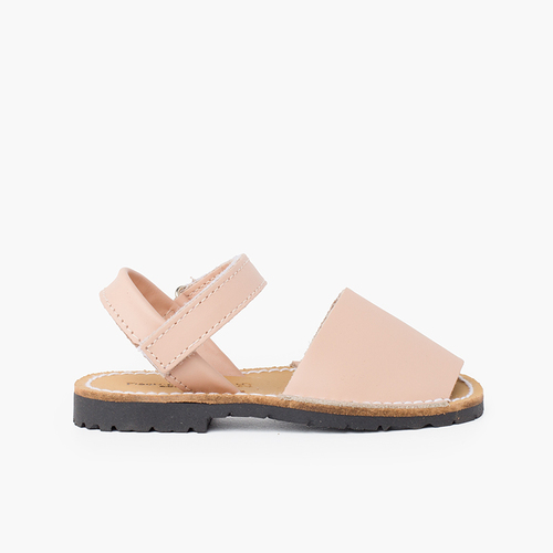Sandales Avarcas cuir nappa et à scratch pour Enfant  Couleur Chair