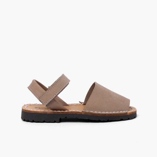 Sandales Avarcas Nubuck avec à scratch pour Enfant Taupe