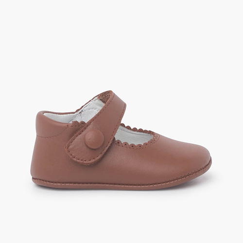 Chaussures babies en cuir avec fermetures à scratch pour bébés Couleur Cuir