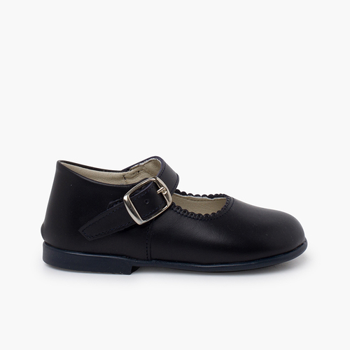 Chaussures babies à boucle en cuir  Bleu Marine