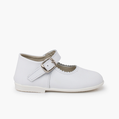 Chaussures babies à boucle en cuir  Blanc