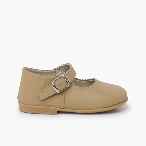 Chaussures babies à boucle en cuir  Chameau