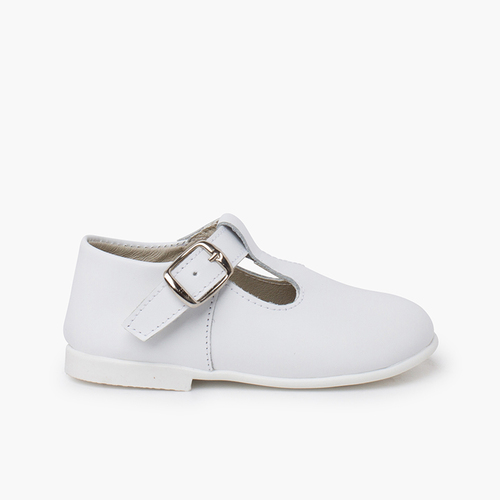 Salomés en cuir avec Fermeture à boucle Blanc