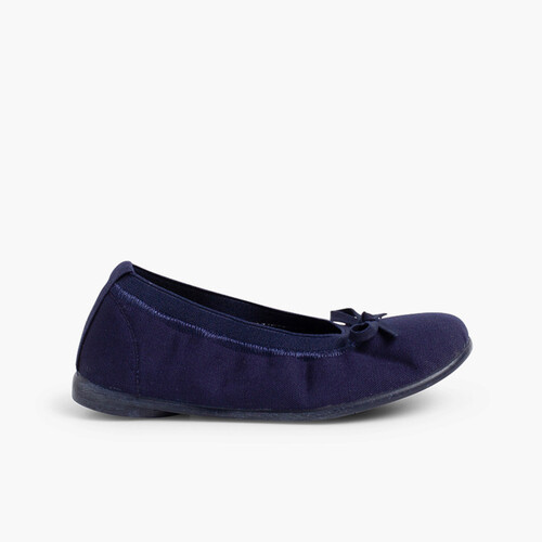 Ballerines pour Fille et Femme avec Élastique et Ruban Bleu Marine