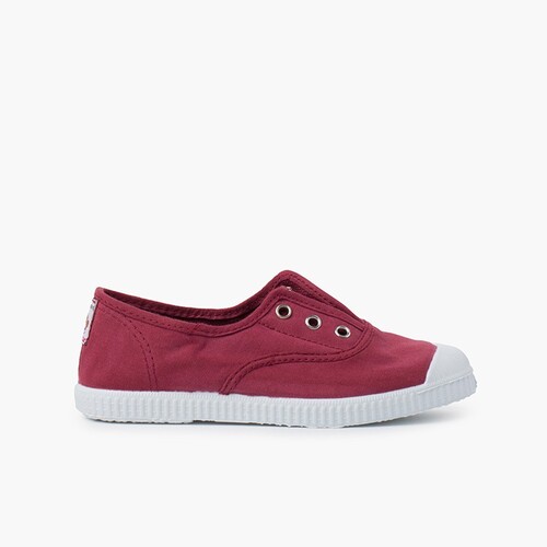 Tennis en Toile avec Bout Caoutchouc Sans Lacets Bordeaux