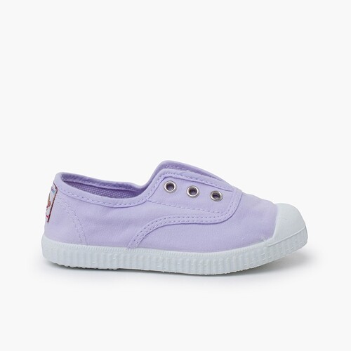 Tennis en Toile avec Bout Caoutchouc Sans Lacets Lavande Pastel