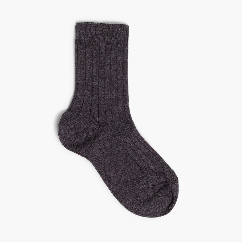 Chaussettes Courtes Enfant Maille Côtelée Condor Anthracite