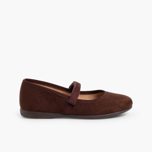 Chaussures fille en serratex à scratch Marron
