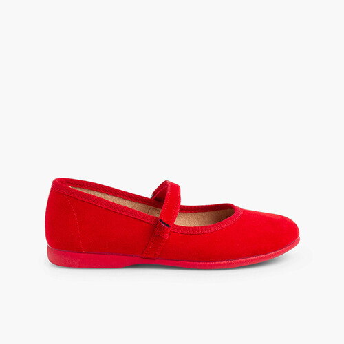 Chaussures fille en serratex avec à scratch Rouge