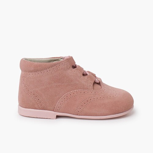Bottes Chaussures Anglaises en Suède Rose