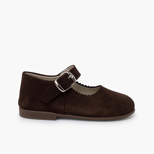 Babies en Suède avec Fermeture à boucle pour filles Marron