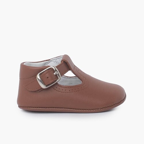 Salomés en cuir pour bébés Couleur Cuir