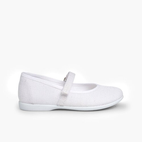 Chaussures babies en Lin avec à scratch fin pour filles Blanc