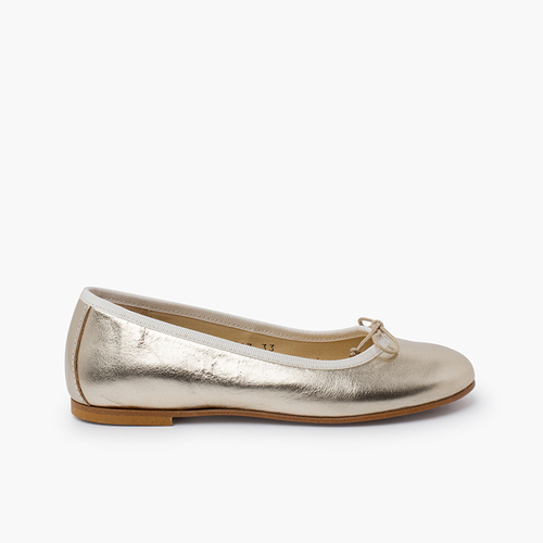 Ballerines de Cérémonie en cuir pour Fille  Champagne