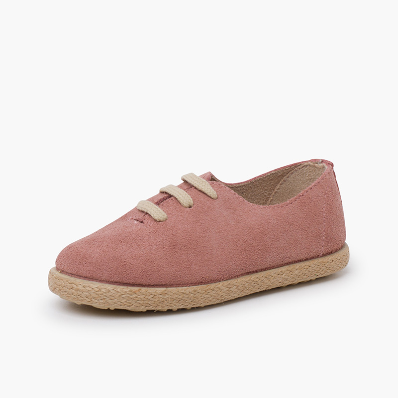 Tennis avec Lacets en Suède et Jute pour Enfant Vieux Rose