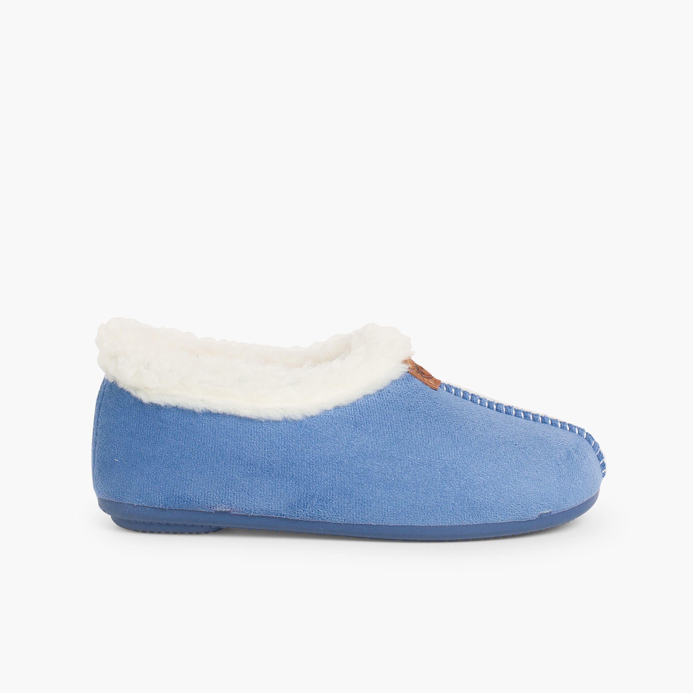 Chaussons Pantoufles Façon Peau de Mouton Bleu