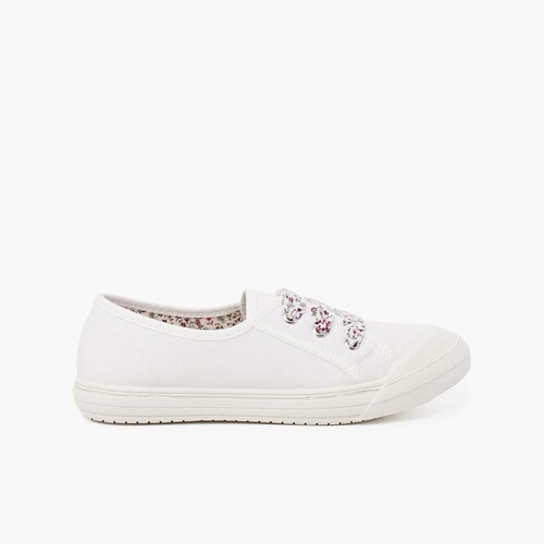 Tennis en Toile avec Lacets Blanc