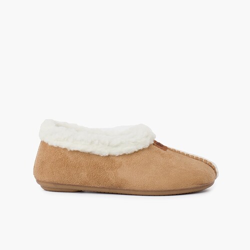 Chaussons Pantoufles Façon Peau de Mouton Beige