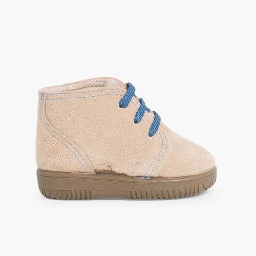 Bottes en suède avec coutures de couleurs pour Enfants Sable