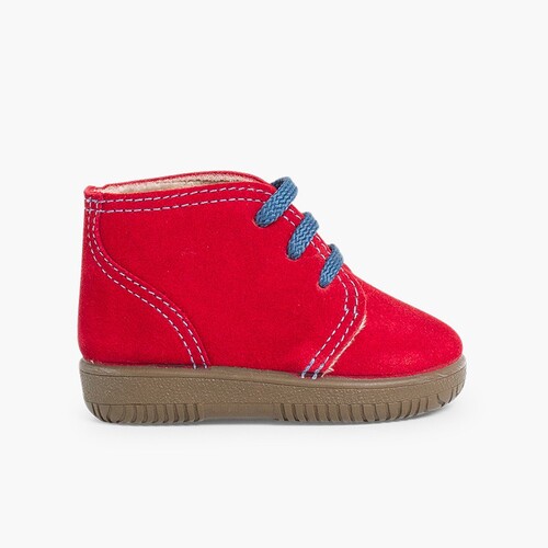 Bottes en suède avec coutures de couleurs pour Enfants Rouge