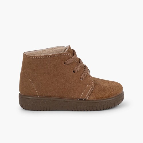Bottes en suède avec coutures de couleurs pour Enfants Taupe