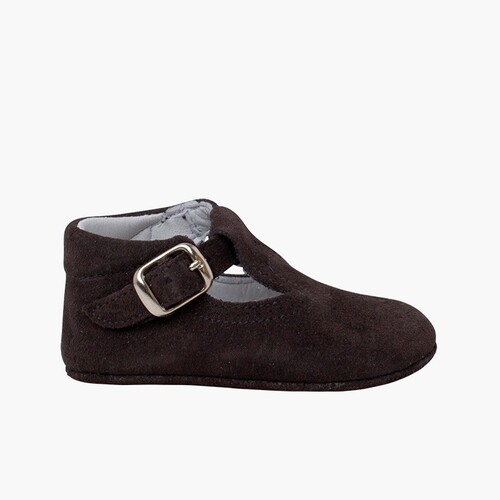 Chaussures Salomé en suède avec fermeture à boucle pour bébé   Gris foncé