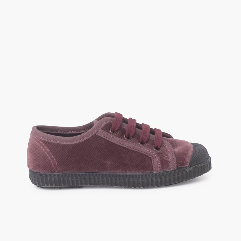 Baskets Enfants en velours avec lacets Rose