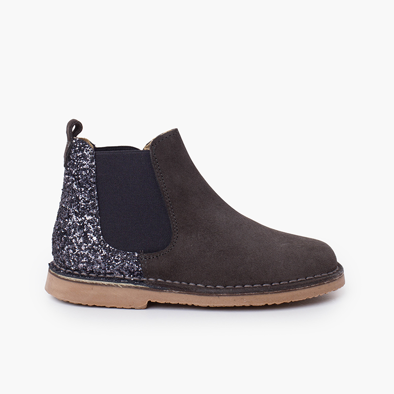 Bottines Chelsea Fille et Femme Glitter Gris foncé