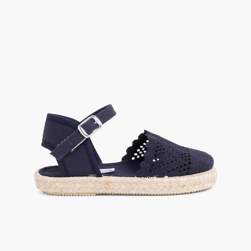 Espadrilles Brodées à boucle  Bleu Marine