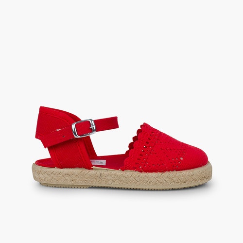Espadrilles Brodées à boucle  Rouge