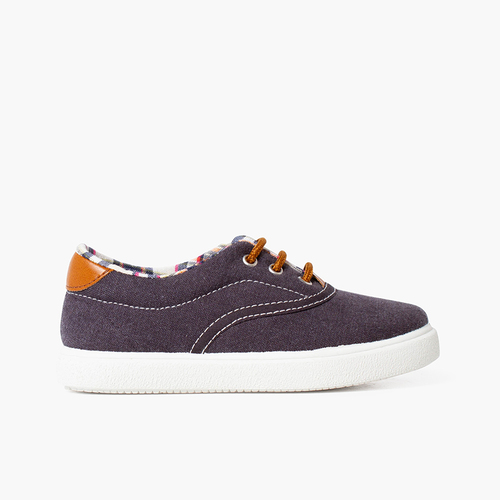 Baskets textile Contrast avec lacets Bleu Marine