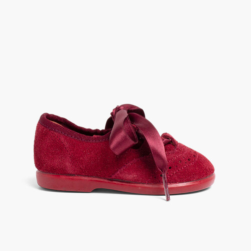 Chaussures anglaises enfants en suède Bordeaux