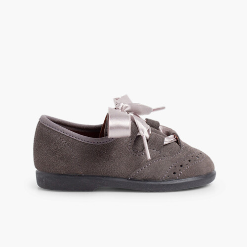 Chaussures anglaises enfants en suède Gris