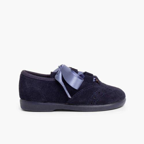 Chaussures anglaises enfants en suède Bleu Marine