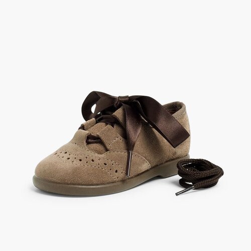 Chaussures anglaises enfants en suède Taupe