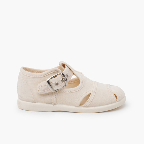 Salomés style sandales en toile Écru