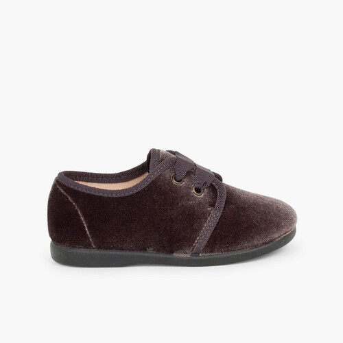 Chaussures en velours à ruban Gris