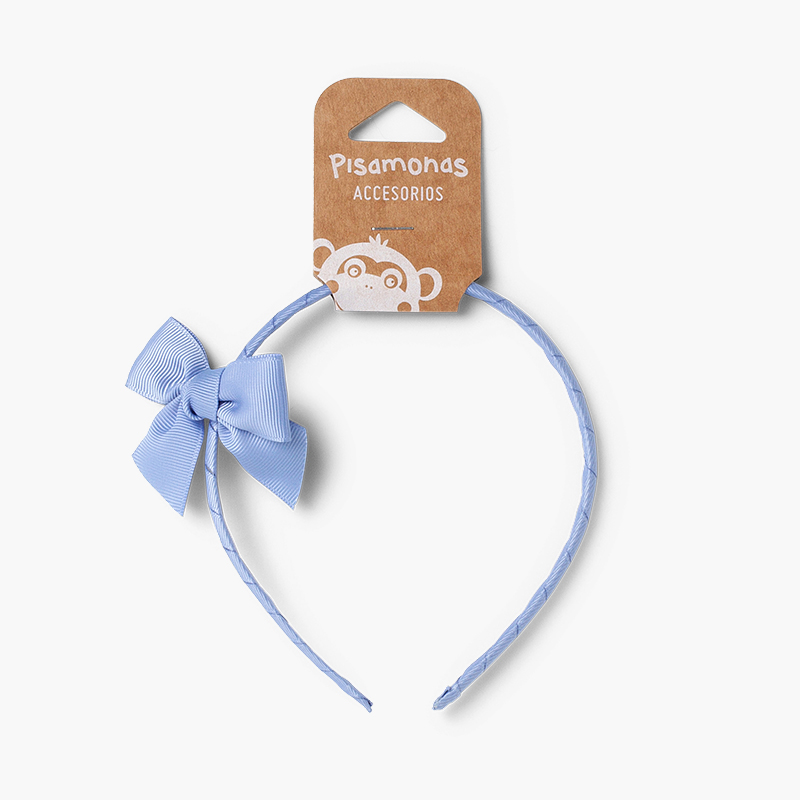 Serre-tête fin avec nœud papillon Bleu de France