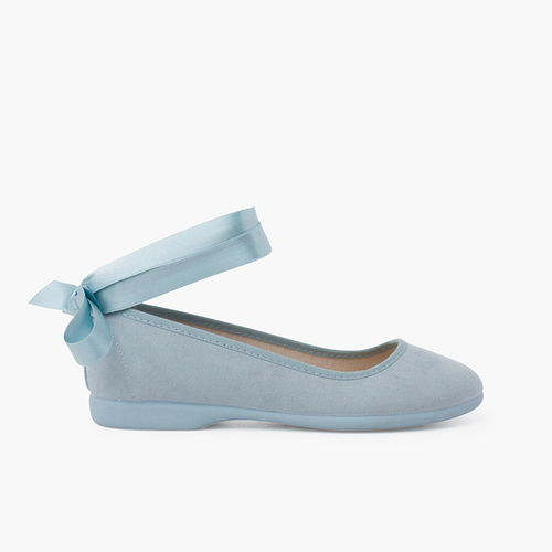 Ballerines pour Fille et Femme Avec Rubans en Satin et Bride Bleu Pastel