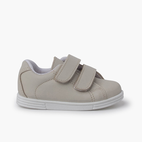 Chaussures de sport pour bébé et enfant cuir Lavable Beige