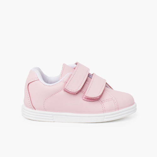 Chaussures de sport pour bébé et enfant cuir Lavable Rose