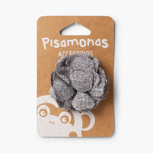 Barrette pour cheveux avec fleur en tissu  Gris foncé