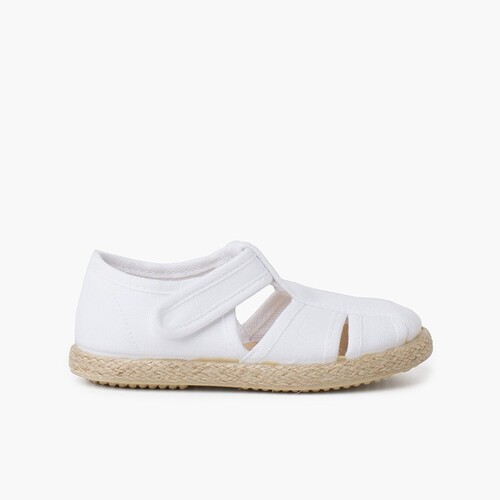 Chaussures salomé sandales ouvertures toile et jute Blanc
