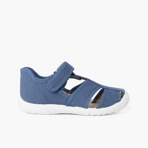 Chaussures salomé sandale à scratch enfant bout renforcé Bleu denim